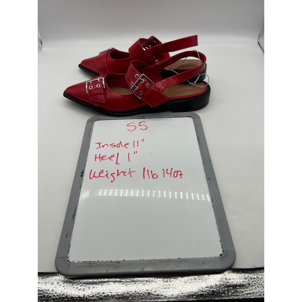 Punk Indie Edgy Wild Fable Red Buckle Slingback Pointed Toe Flats 9.5 Red - Picture 9 of 9